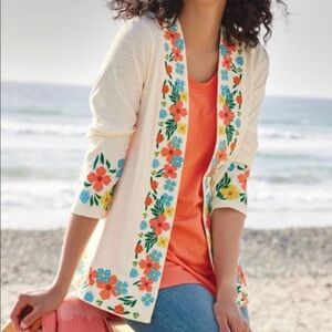 Floral Embroidered Cream Sweater